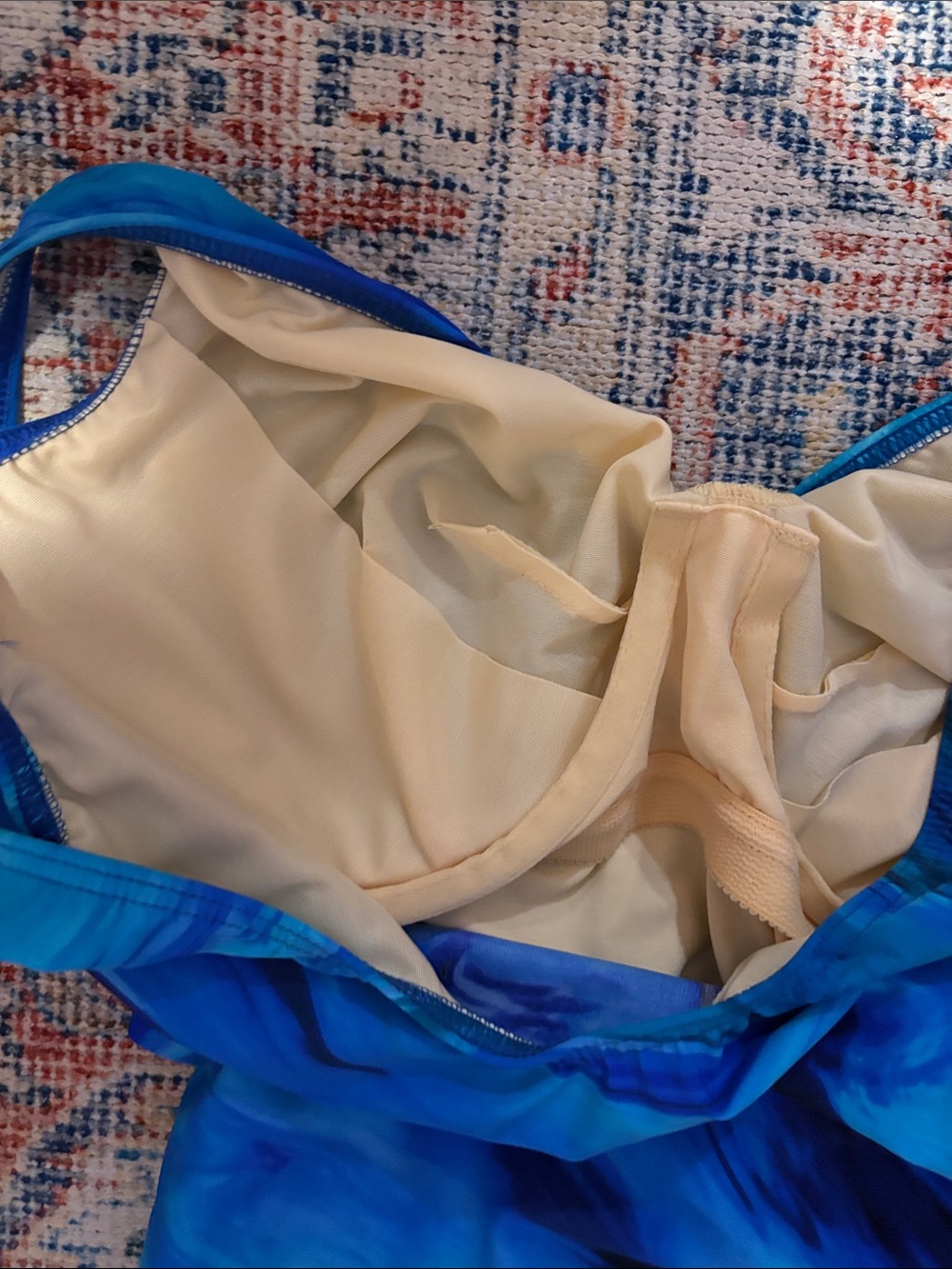 Miraclesuit Blue Printed Faux Wrap One Piece Swimsuit SZ 16DD EUC - Picture 3 of 5